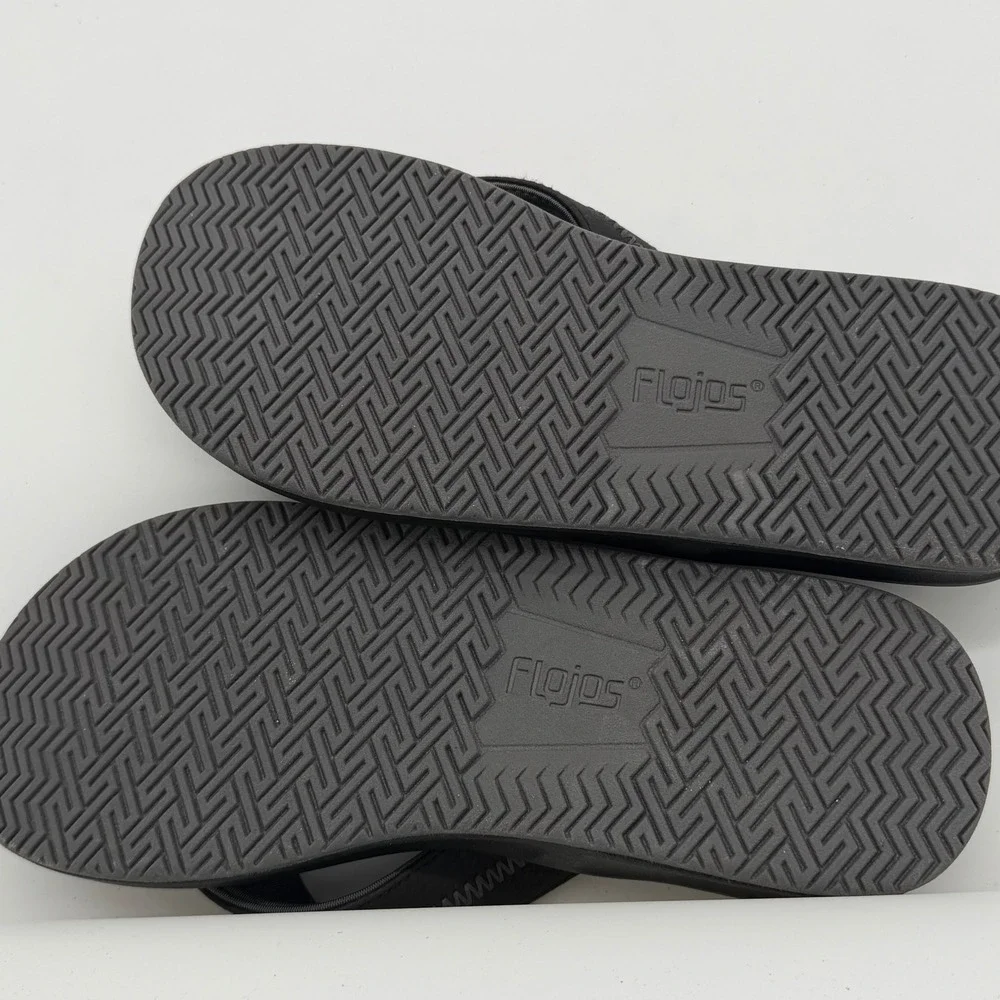 Flojos Mens Fiesta 2.0 Flip Flops Black Casual Thong Sandals Size 10 3042